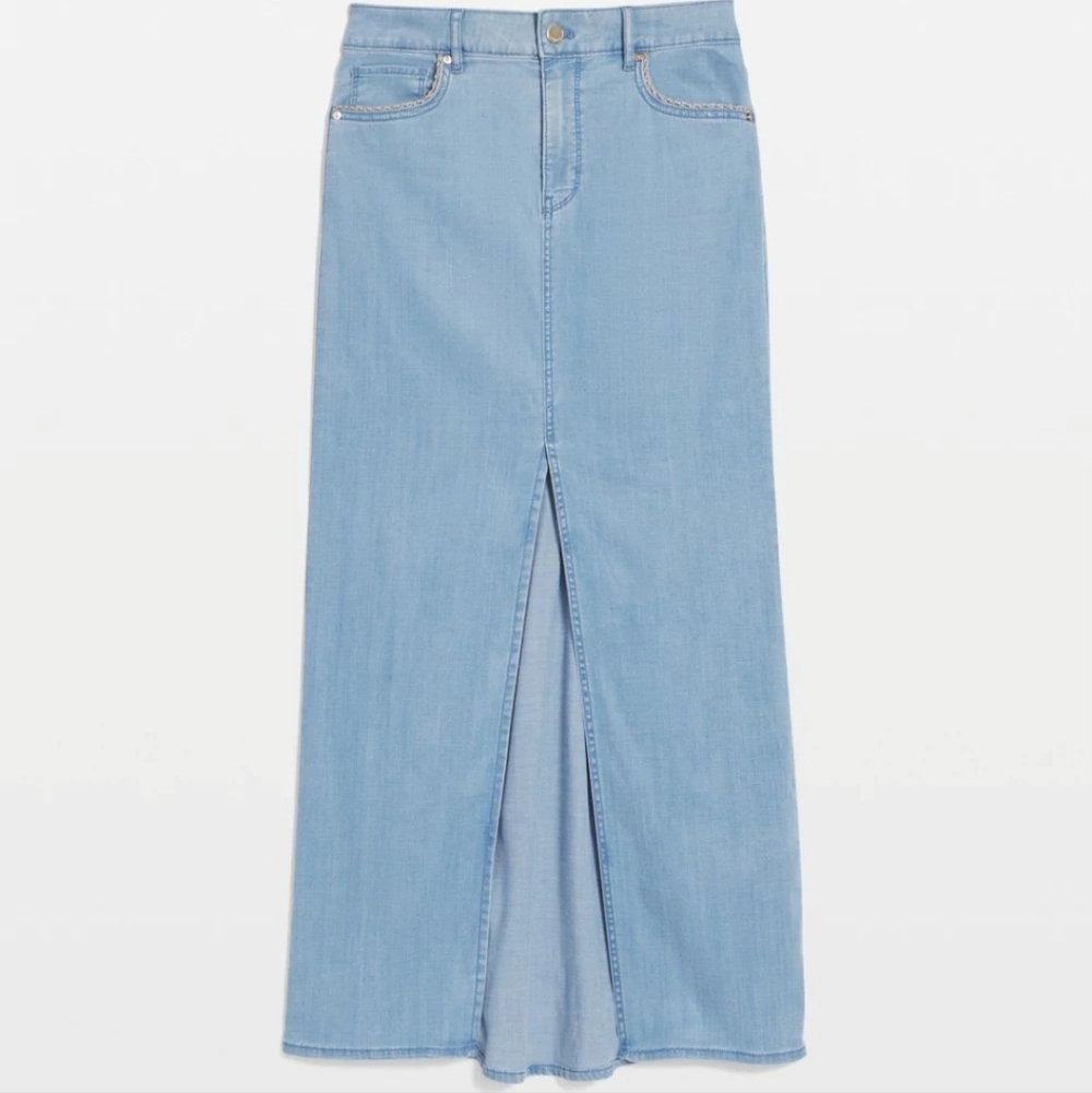 White House Black Market Light Blue Denim Maxi Skirt